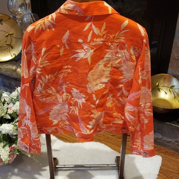 Nwt Cynthia Rowley linnen orange white jacket - Picture 4 of 6